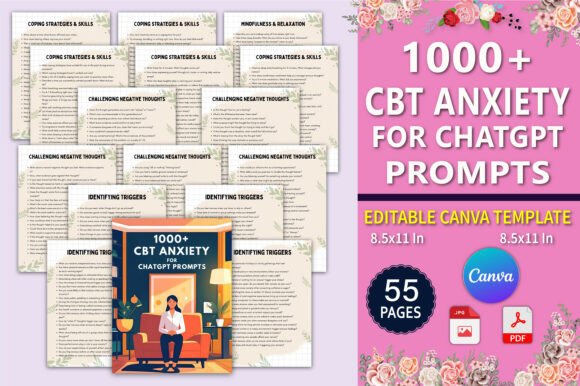 🌿 1000 CBT Anxiety Prompts Planner