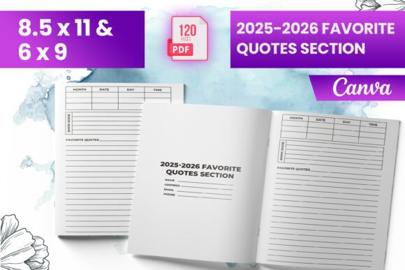 2025-2026 Favorite Quotes Section KDP: Your Ready-to-Publish Interior Solution for Canva-Based Planners & Journals