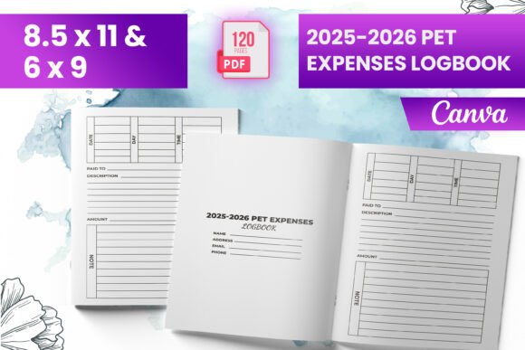 2025-2026 Pet Expenses Logbook KDP