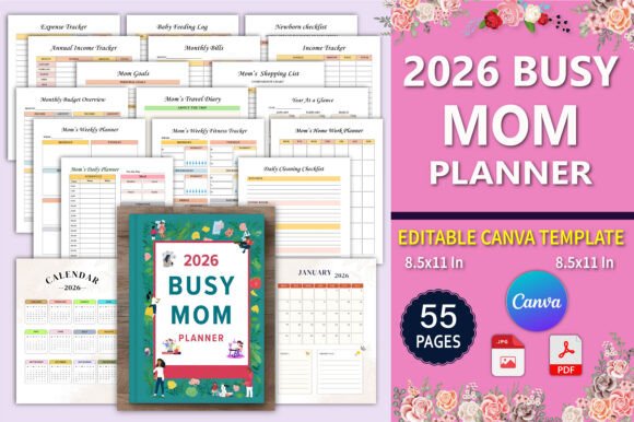 2026 Busy Mom Planner Canva