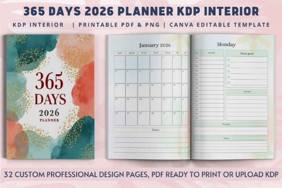 365 Days 2026 Planner KDP Interior: Your All-in-One Printable Foundation for a Focused, Productive Year