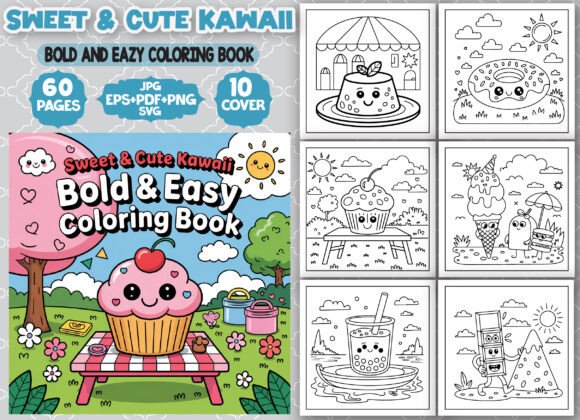 Sweet Cute Kawaii Coloring Book Pages