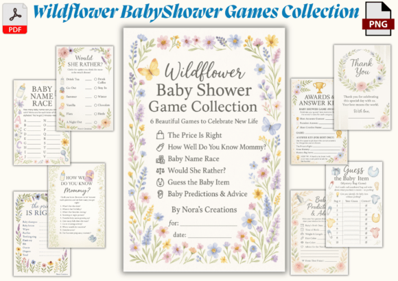 Wildflower Baby Shower Game Bundle